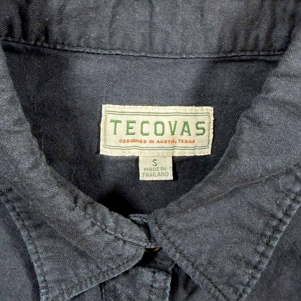 Tecovas Womens Small Black Herringbone Western Pearl Snap Long Sleeve‎ Shirt - Picture 2 of 10